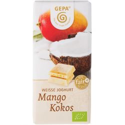 Ciocolata alba Bio cu iaurt, mango si cocos x 40 Gepa