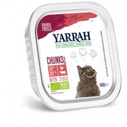 Hrana umeda bio pentru pisici cu carne de pui, vita, patrunjel si cimbru x 100g Yarrah