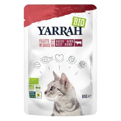 Hrana umeda bio pentru pisici, file cu ficat de vita in sos x 85g Yarrah