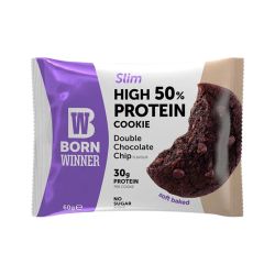 Slim cookie, hp 50%, fara zahar, double chocolate, 60g Born Winner